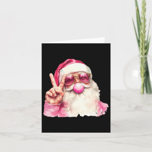 Tarjeta Papá Noel Soplando Chicle Gafas de sol rosadas Cri