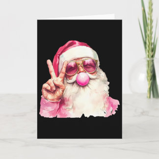 Tarjeta Papá Noel Soplando Chicle Gafas de sol rosadas Cri
