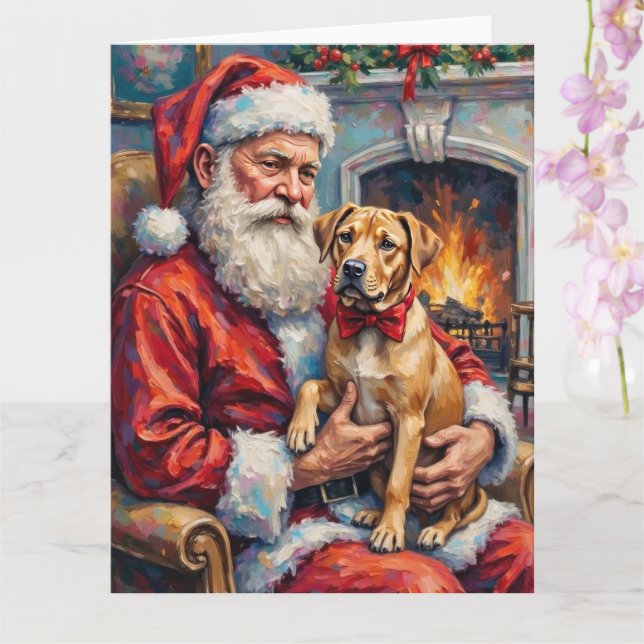 Tarjeta Papá Noel sosteniendo arte navideño Shar Pei (Orquídea)