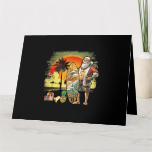 Tarjeta Papá Noel Surfista de Verano Tropical 6 Pack Navid