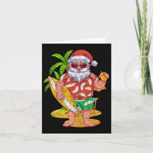 Tarjeta Papá Noel surfista tropical Hawaii Navidad de vera