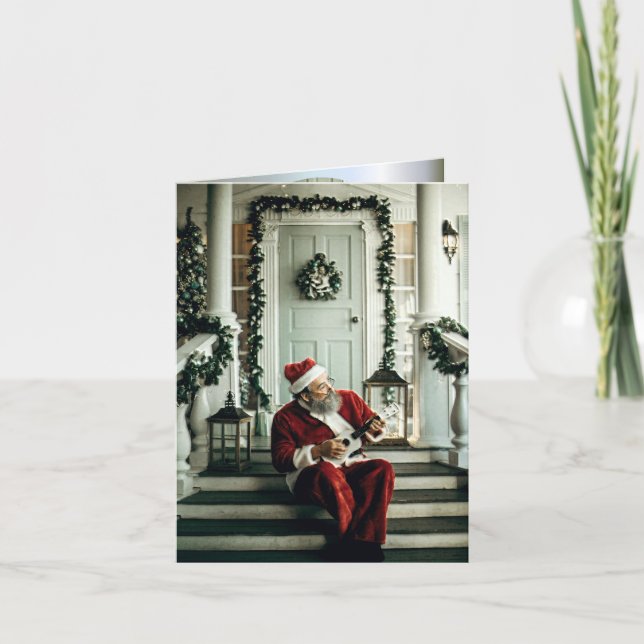 Tarjeta Papá Noel tocando música (Anverso)
