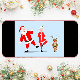 Tarjeta Papá Noel Tratando De Hacer Yoga Con La Señora Cla