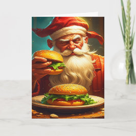 Tarjeta Papá Noel vintage con Hamburger