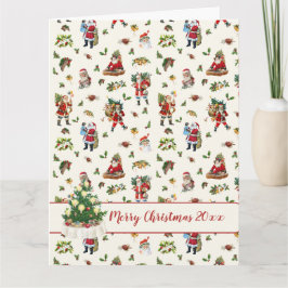 Tarjeta Papá Noel Vintage Personalizado Navidad