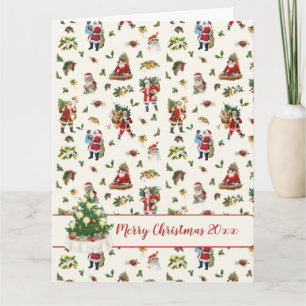 Tarjeta Papá Noel Vintage Personalizado Navidad