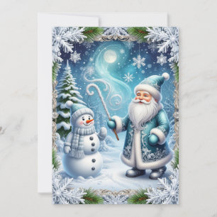 Tarjeta 🎄❄️ Papá Noel y el muñeco de nieve Magia de las f