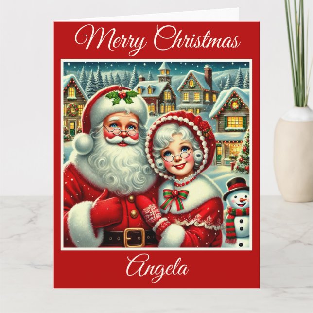 Tarjeta Papá Noel y la señora Claus en el Polo Norte (Anverso)