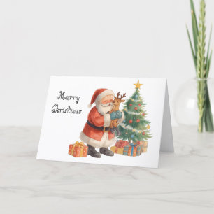 Tarjeta Papá Noel y su ayudante & Navidad caprichosa