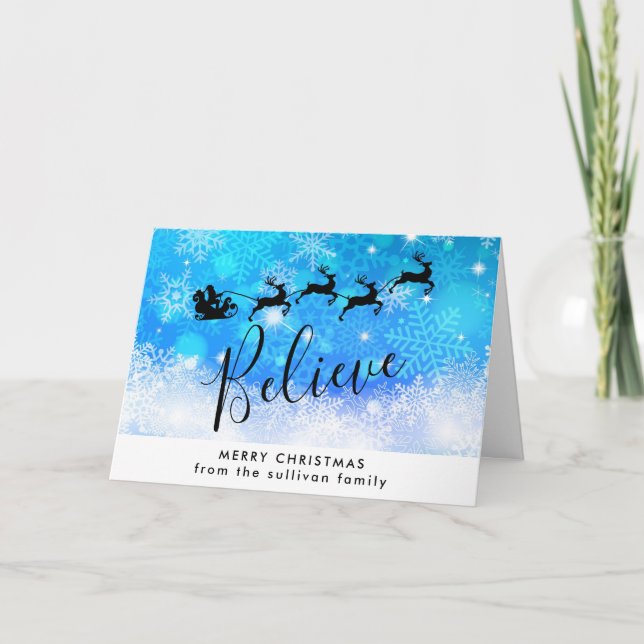 Tarjeta Papá Noel y su reno volador - Créanlo (Anverso)