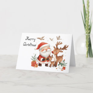 Tarjeta Papá Noel y sus ayudantes & Navidad caprichosa