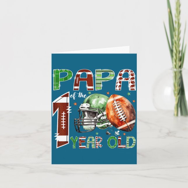Tarjeta Papa Of The 1 Year Old Football Lover 1st Birthday (Anverso)