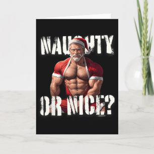 Tarjeta Papá oso musculoso de Navidad gay Lindo Santa Orgu