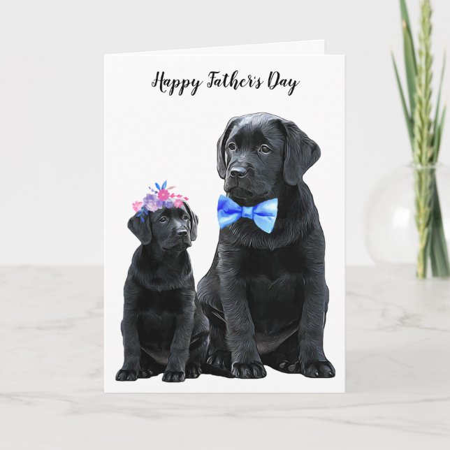 Tarjeta Papá perro del día del padre del labrador negro -  (Anverso)
