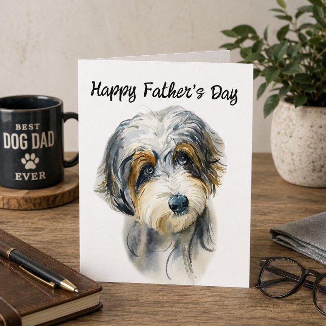 Tarjeta Papá Perro Día del Padre Aussiedoodle (Edit message inside card to customize)