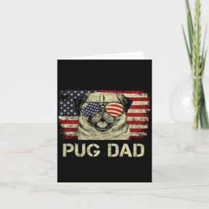 Tarjeta Papá Pug Hombre Amantes De Perros Bandera American