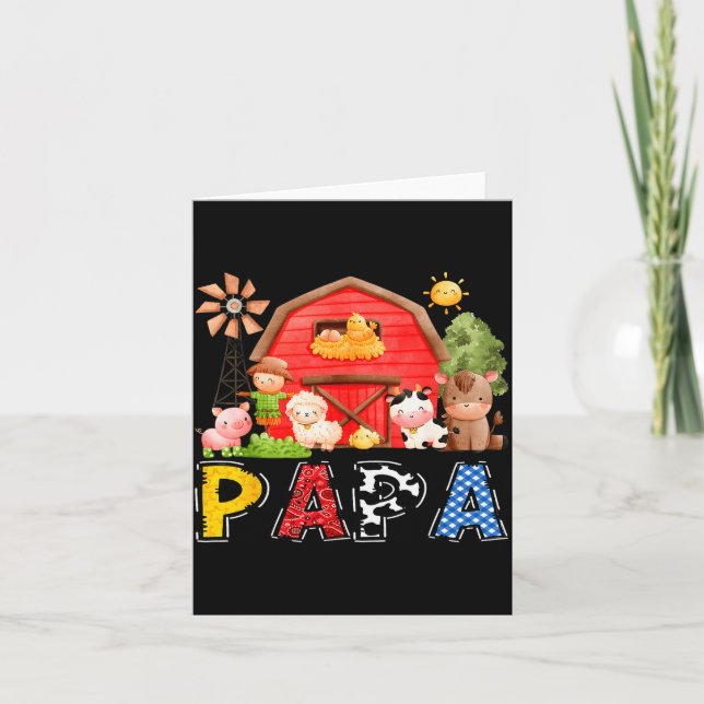 Tarjeta Papa Red Farm Cow Birthday Boy Matching Family Par (Anverso)