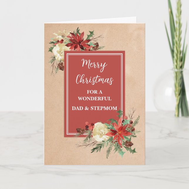 Tarjeta Papá ruso y la madrastra Feliz Navidad (Anverso)