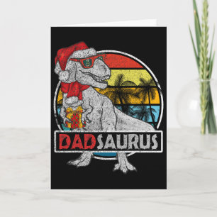 Tarjeta Papá Saurio T Rex Dinosaurio Familia Pareo Navidad
