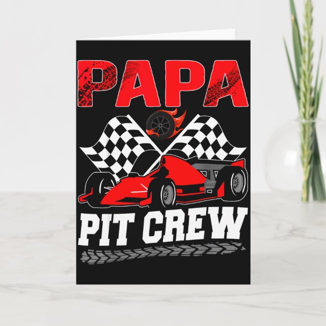 Tarjeta Papa T Crew Racing Family Race Car Birthday Boy  (Anverso)