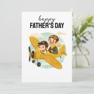 Tarjeta Papá volando avión nubes Día del Padre lindo feliz