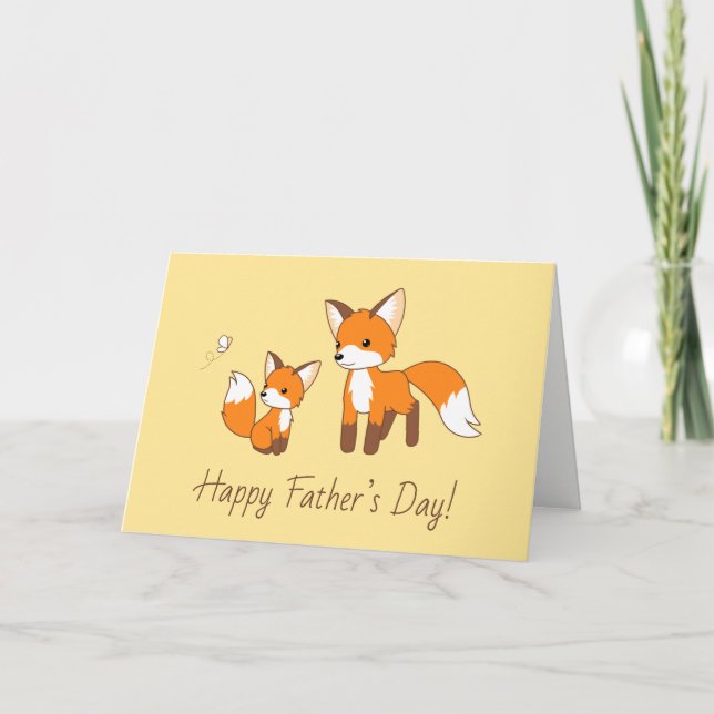 Tarjeta Papá y Kit el Día del Padre Fox en blanco amarillo (Anverso)