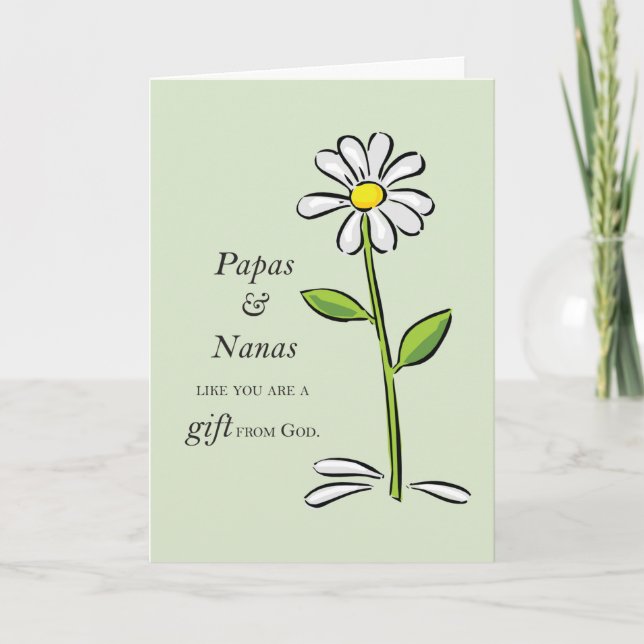 Tarjeta Papa y Nana regalo de Dios Daisy Religioso (Anverso)
