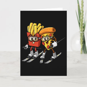 Tarjeta Papas fritas francesas de pizza Divertido Esquí Es