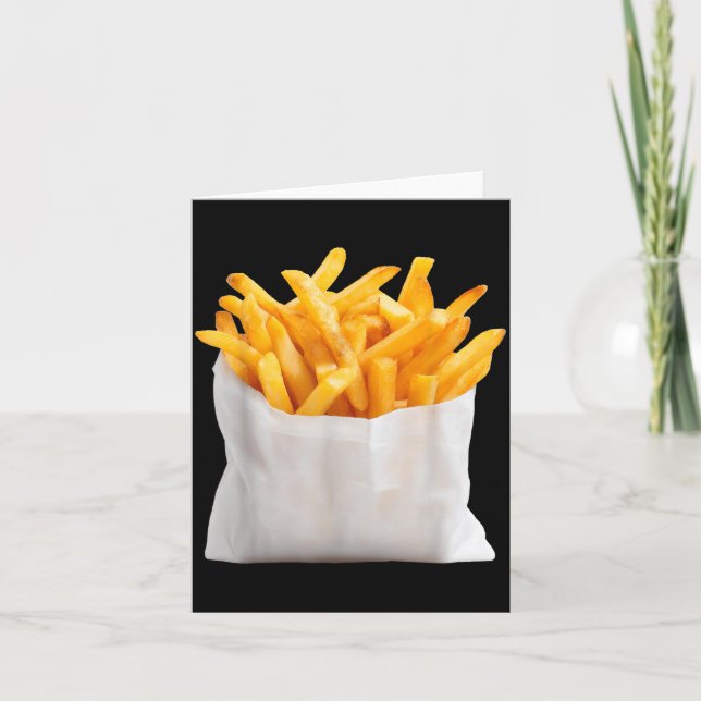 Tarjeta Papas Fritas Fríen Disfraz De Comida Divertida De  (Anverso)
