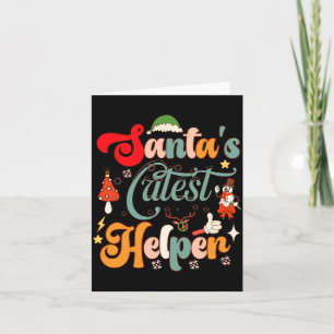 Tarjeta Papás Noel Retro Divertidos Ayudante Más Lindo 