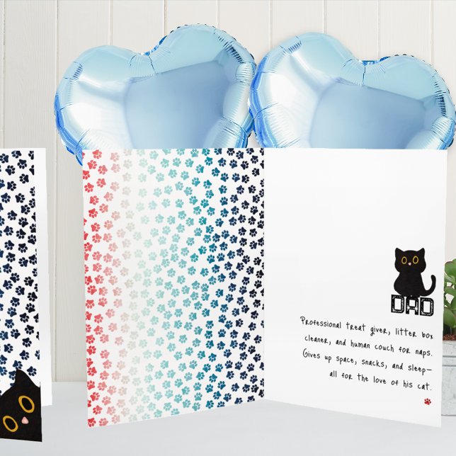 Tarjeta Papas rojas blancas y azules Funny Cat Dad (Subido por el creador)