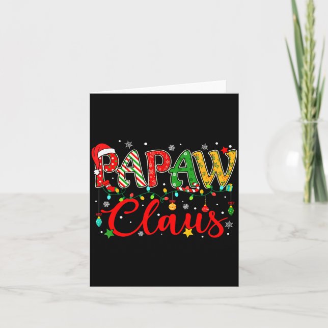 Tarjeta Papaw Claus Christmas Lights Pajama Family Matchin (Anverso)
