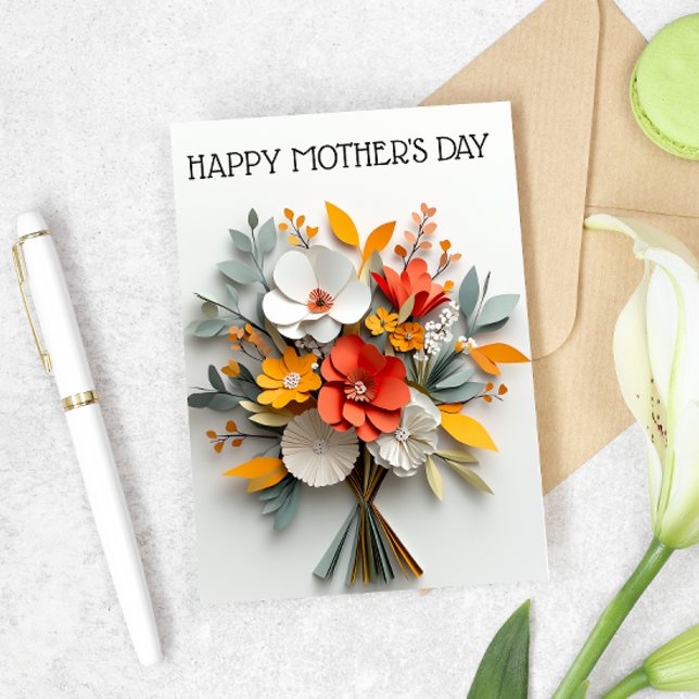 Tarjeta Papel Aspecto Flor Bouquet Día de la Madre (Subido por el creador)