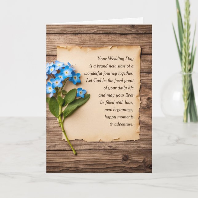 Tarjeta Papel boda y olvido-me-nots (Anverso)