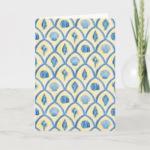 Tarjeta Papel de carta acuarela de conchas de Santorini am