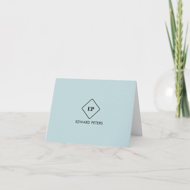 Tarjeta Papel de carta personalizado con monograma minimal (Anverso)