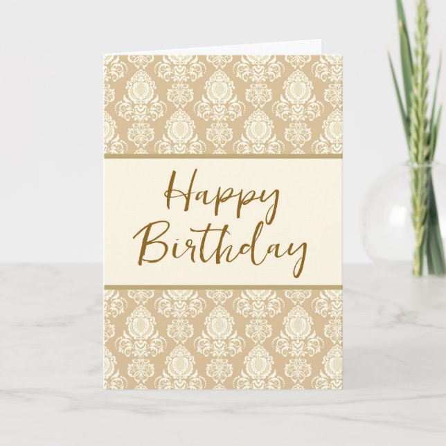 Tarjeta Papel de cosecha beige de cumpleaños feliz (Anverso)