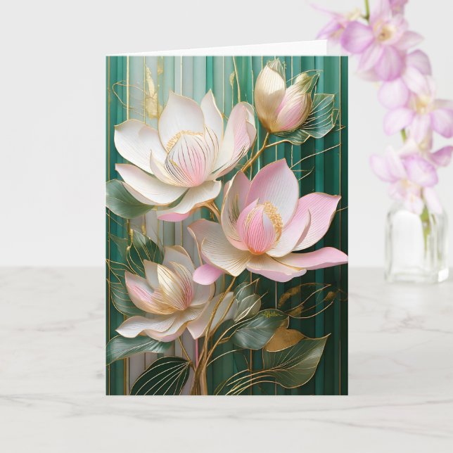 Tarjeta Papel de escritorio floreciente arte de la magnoli (Orquídea)