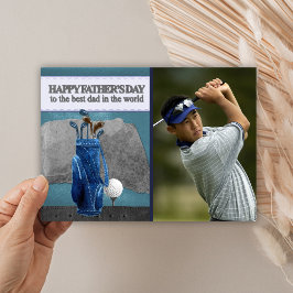 Tarjeta Papel de golf | Foto de Golfer Feliz Día del Padre