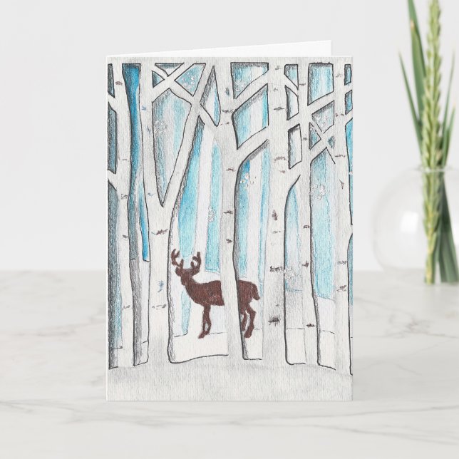 Tarjeta Papel de invierno Deer (Anverso)