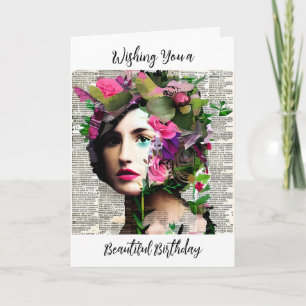 Tarjeta Papel de mujer victoriana   Cumpleaños feliz