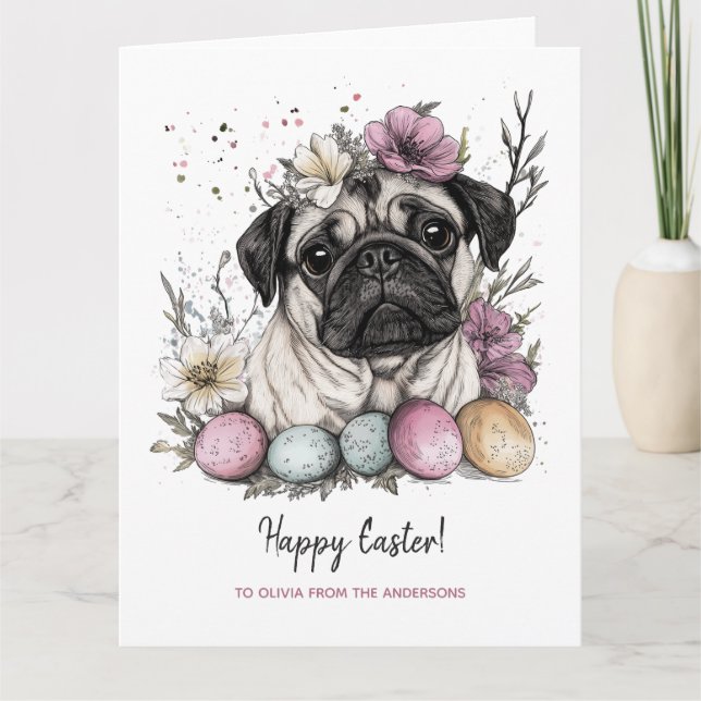 Tarjeta Papel de Pascua lindo rústico botánico floral (Anverso)