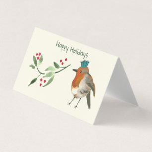 Tarjeta Papel de vacaciones para aves de invierno - Robin