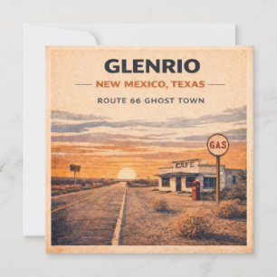 Tarjeta Papel de viaje de Glenrio Route 66 Pueblo Fantasma