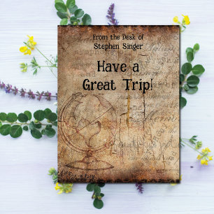 Tarjeta Papel del diario de viajes Steampunk Globe