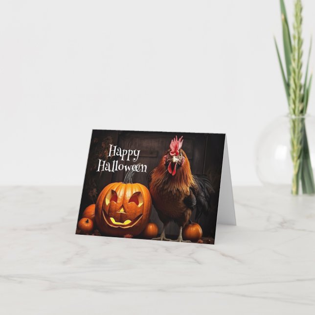 Tarjeta Papel feliz de la granja de calabaza de pollo de H (Anverso)