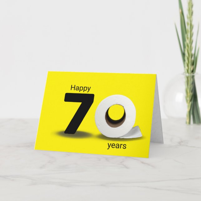 Tarjeta papel higiénico rollo 70 cumpleaños (Anverso)