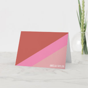 Tarjeta Papel Personalizado Rosa Retro y Rojo con Nombre