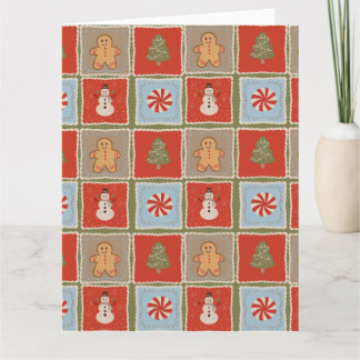Tarjeta Papel pintado de baldosas navideñas acolchadas