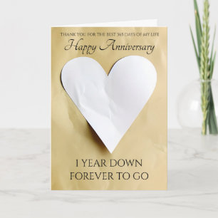 Tarjeta Papel tradicional Corazón de 1º aniversario